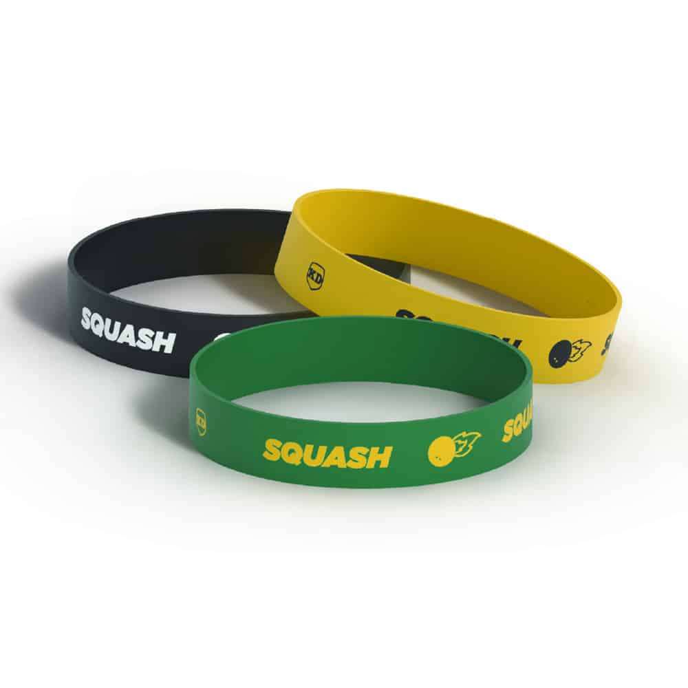 Killer Deals Debossed "Squash" Silicone Wristband Bracelet- 3 Pack