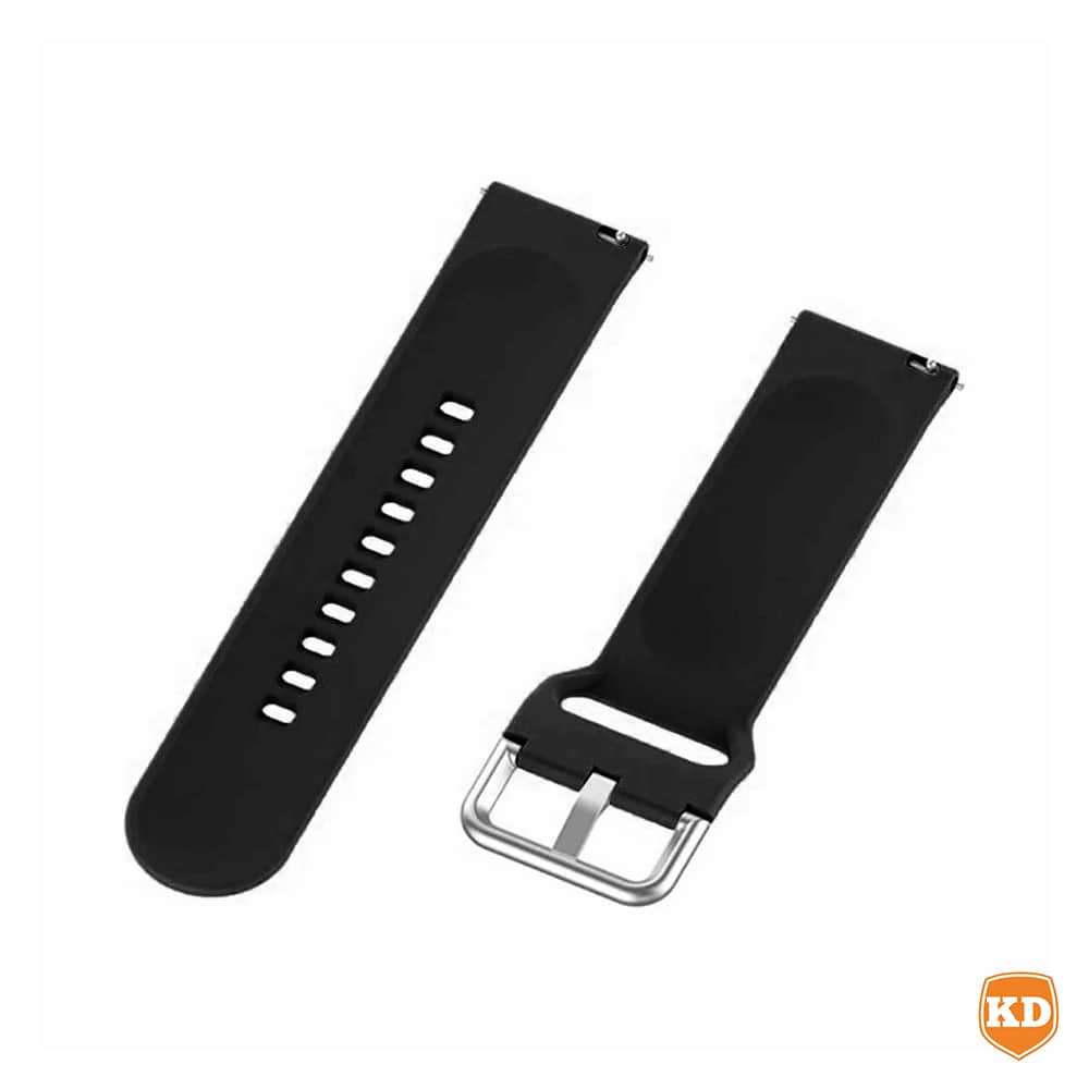 Silicone Strap Compatible with 20mm Garmin/Samsung/Huawei Smartwatch - Black