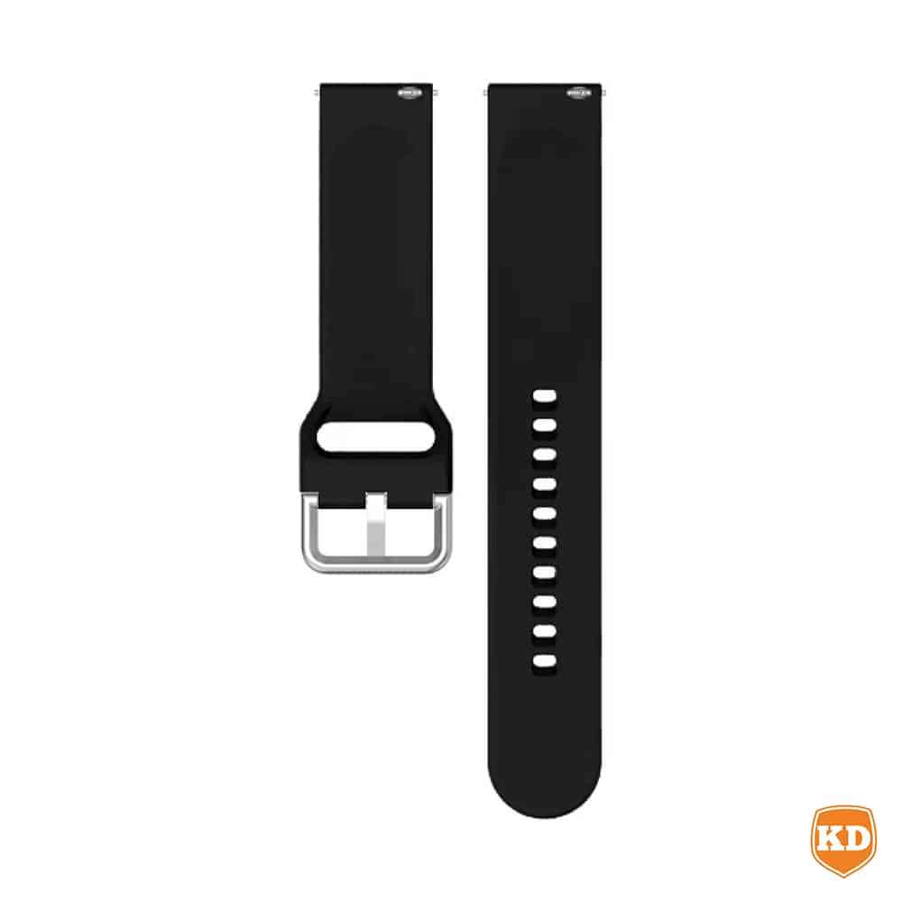 Silicone Strap Compatible with 20mm Garmin/Samsung/Huawei Smartwatch - Black