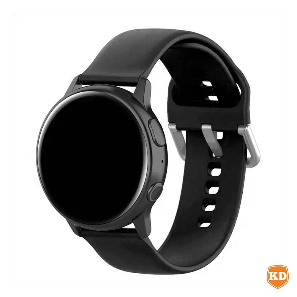 Silicone Strap Compatible with 20mm Garmin/Samsung/Huawei Smartwatch - Black