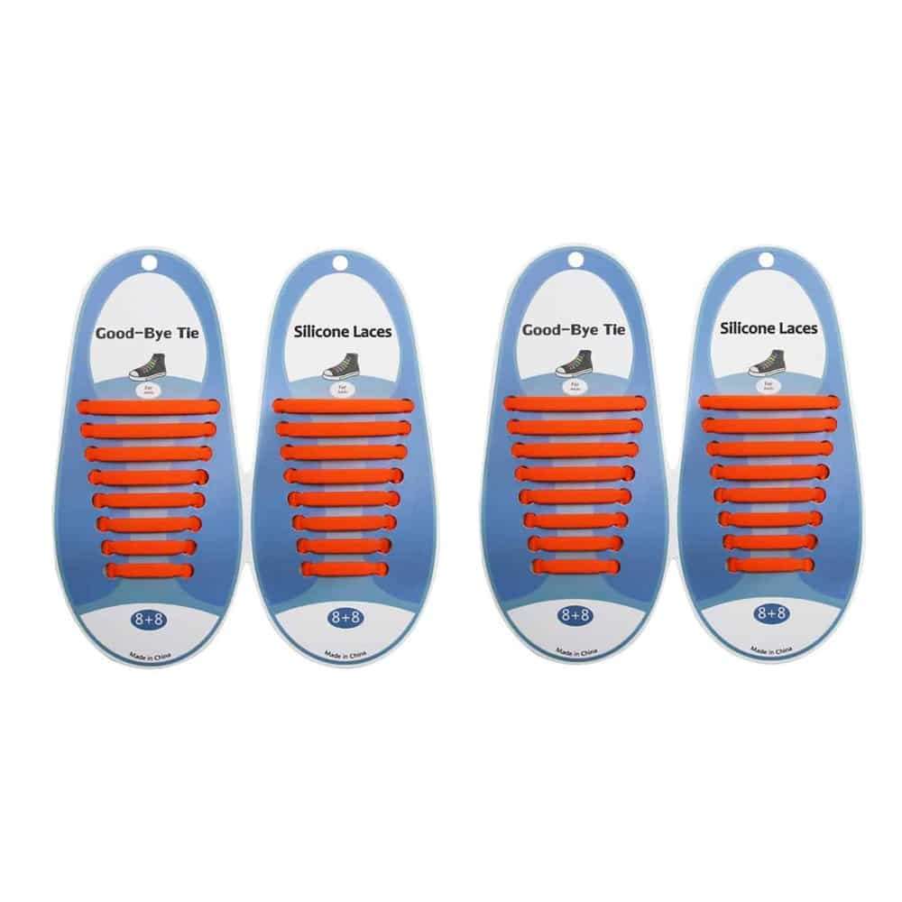 Killer Deals No-Tie Lazy Silicone Speed Shoelaces - Adults (x2) - Orange