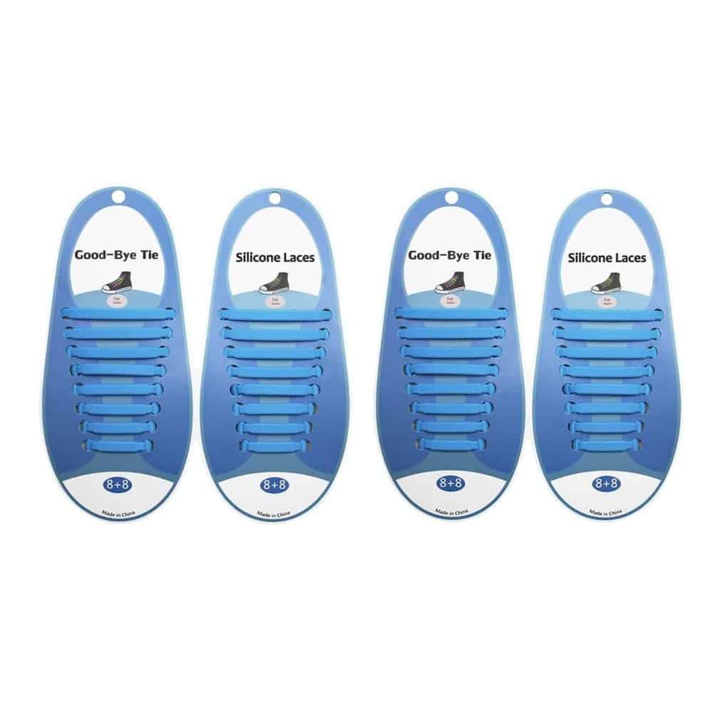 Killer Deals No-Tie Lazy Silicone Speed Shoelaces - Adults (x2) - Light Blue