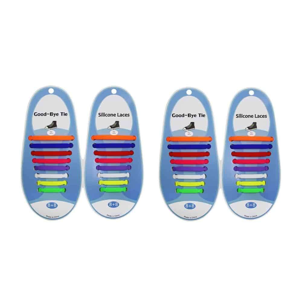 Killer Deals No-Tie Lazy Silicone Speed Shoelaces - Adults (x2) - Rainbow