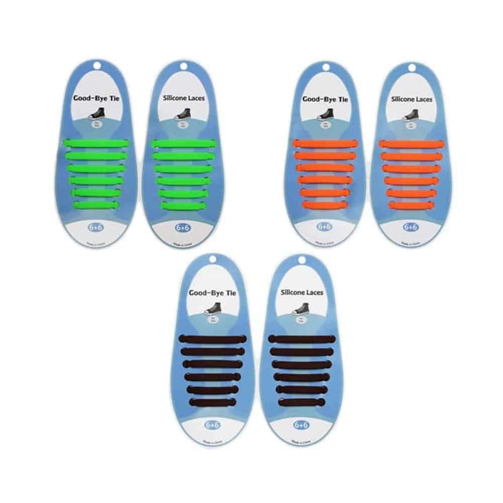 Killer Deals Kids Elastic No Tie Speed Shoelaces- Brown/Green/Orange Combo