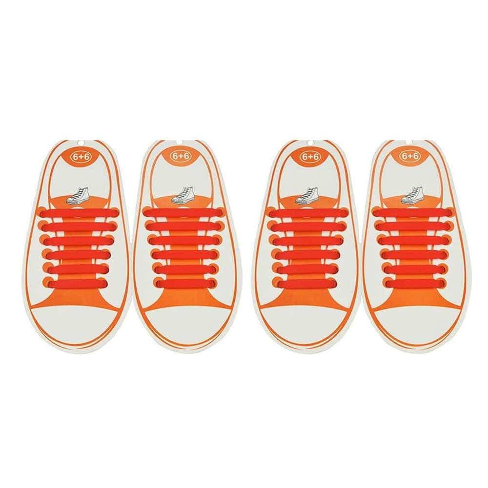 Killer Deals Elastic Lazy No-Tie Silicone Speed Laces - Kids- 2 Pack - Orange