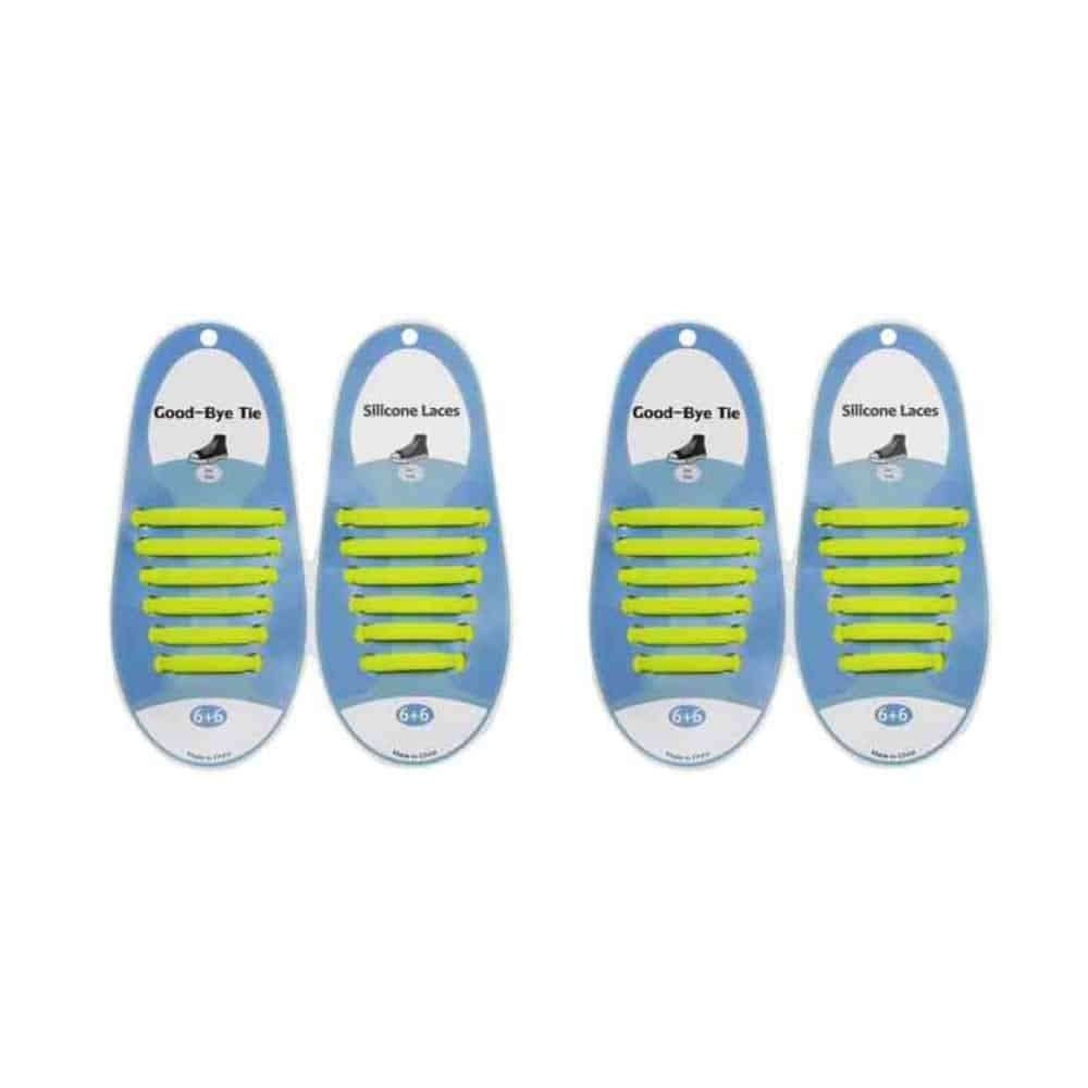 Killer Deals Elastic Lazy No-Tie Silicone Speed Laces - Kids- 2 Pack - Yellow