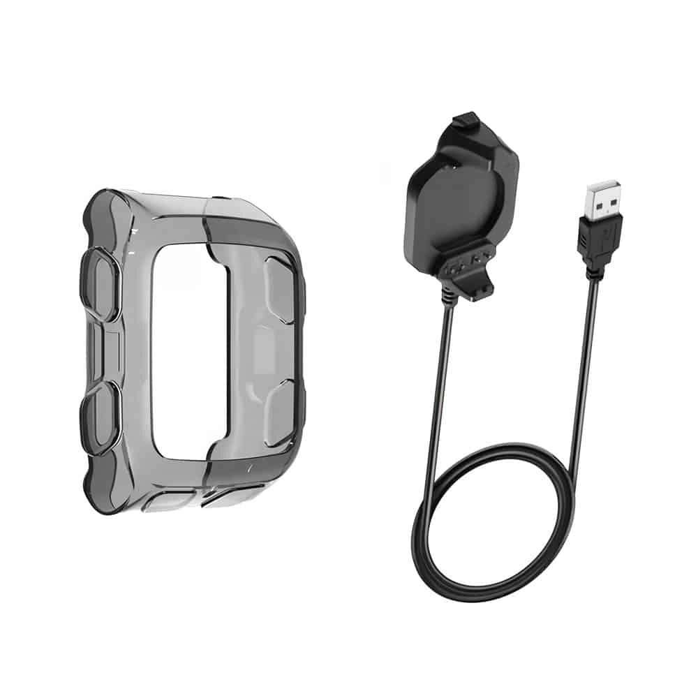Killer Deals TPU Case & USB Charger Cable for Garmin Forerunner 920XT-Black