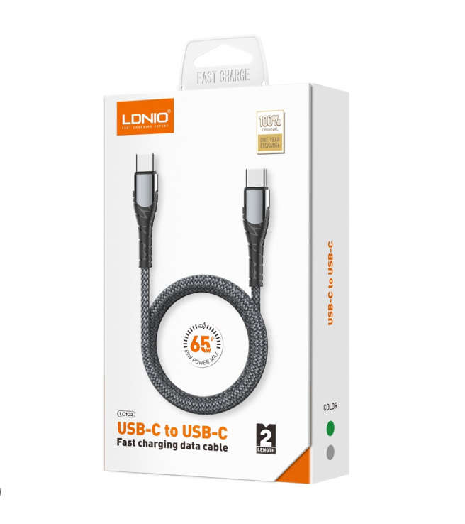 Ldnio LC-102 USB-C to USB-C Fast Charging Data Cable 65W - 2m