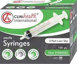 Syringe 10ml 3 Part L/Slip (100's)