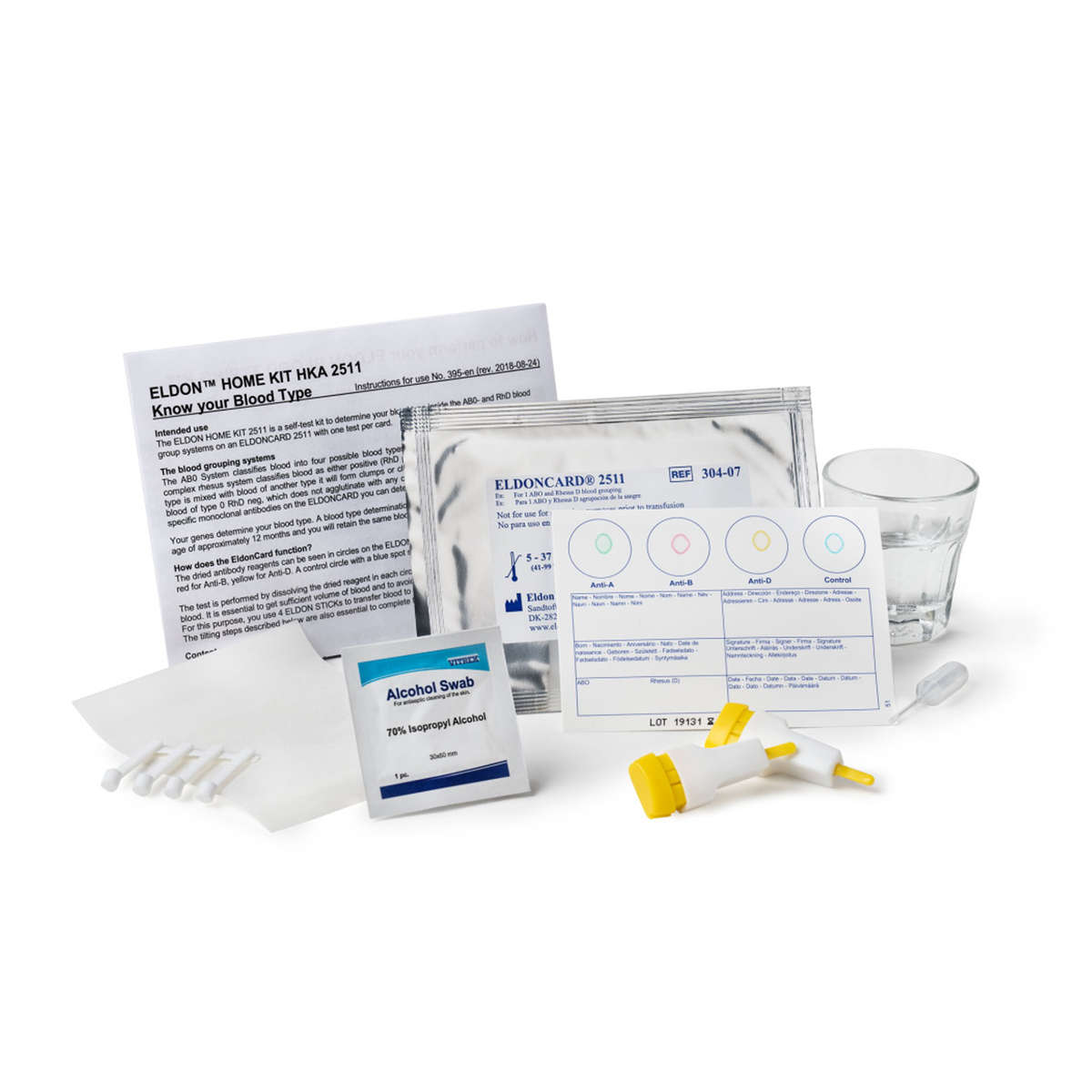 BLOOD TYPE TEST ABO and Rh (Rhesus) Blood Type Test 1 Full Test Kit