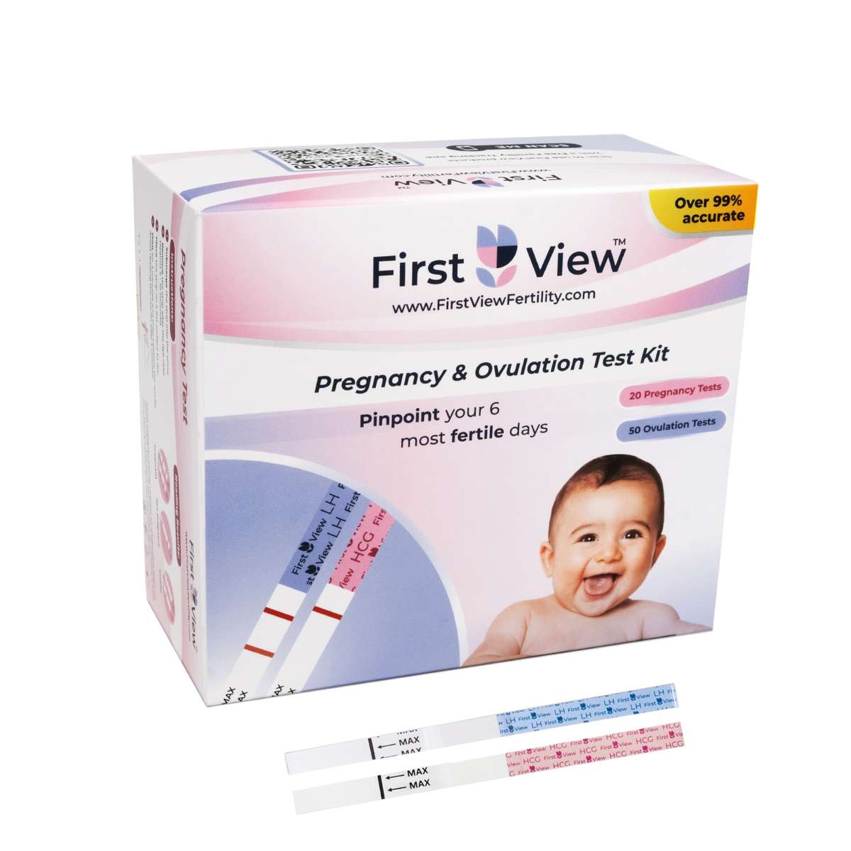 FirstView - 50 Ovulation Test Strips and 20 Pregnancy Test Strips Combo Kit