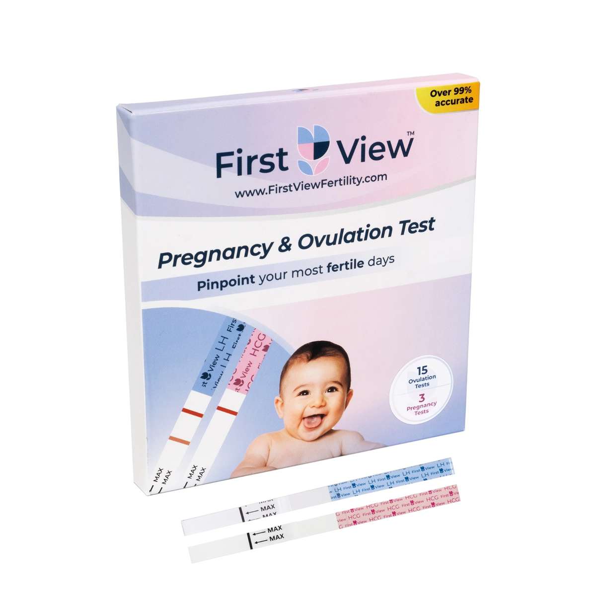 FirstView - 15 Ovulation Test Strips and 3 Pregnancy Test Strips Combo Kit
