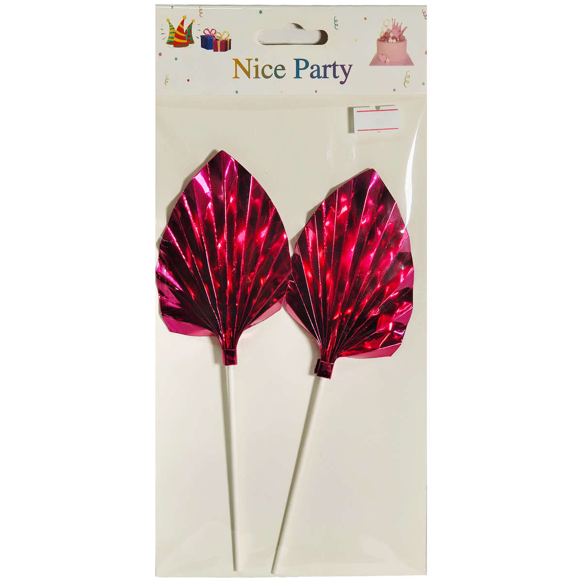 SHINY DARK PINK PALM FAN (2PC)