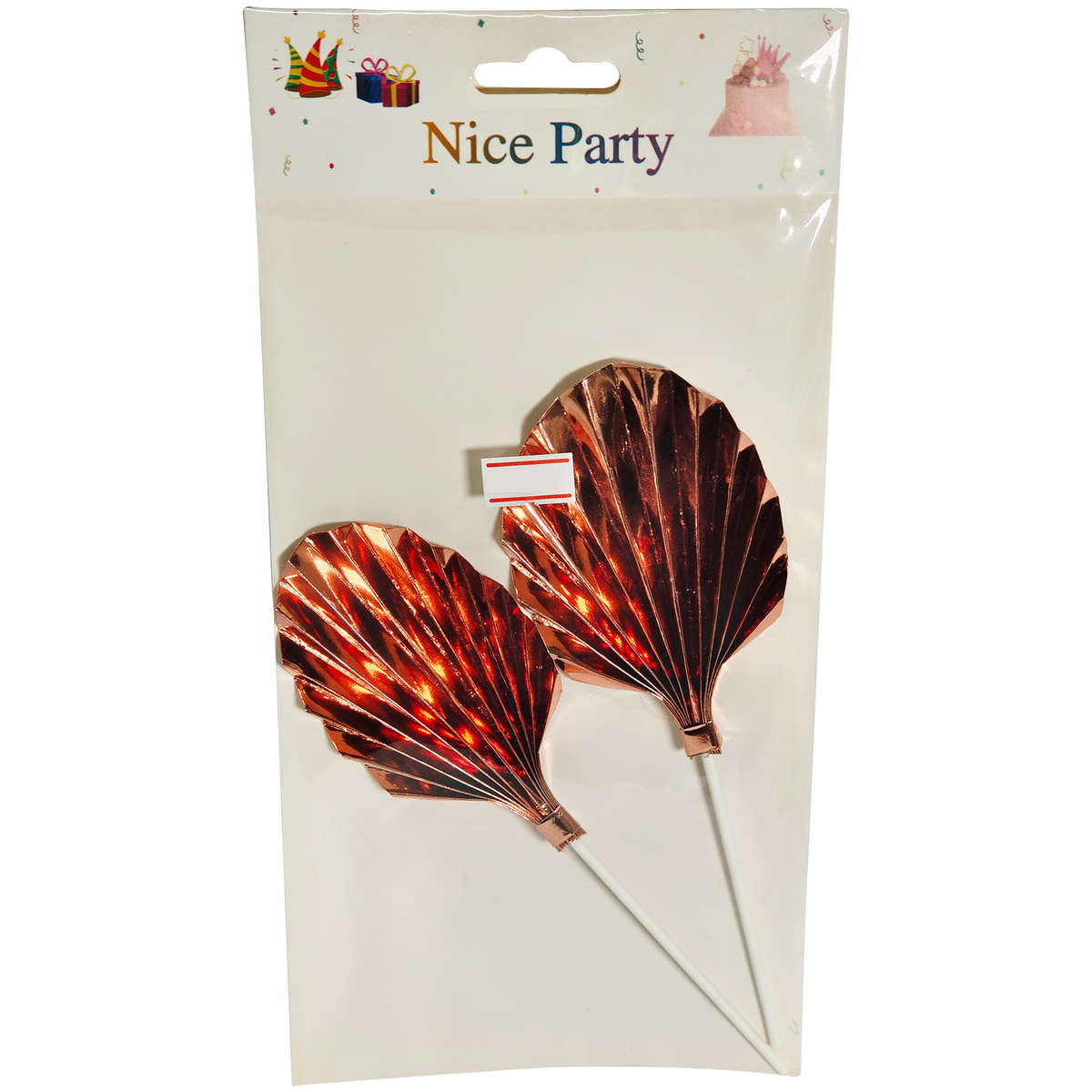 SHINY ROSE GOLD PALM FAN (2PC)