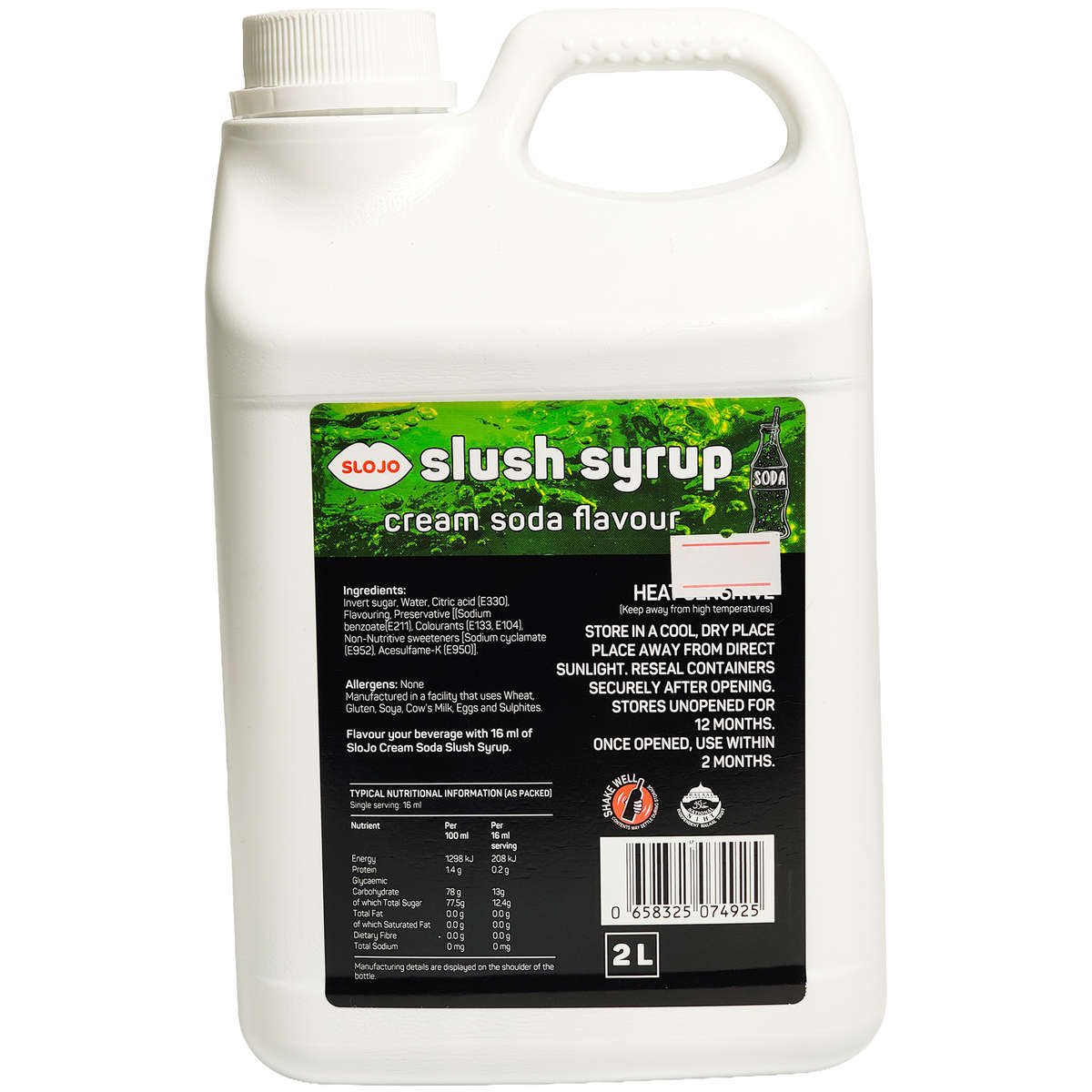 SLOJO SLUSH CREME SODA FLAVOURED SYRUP 2L