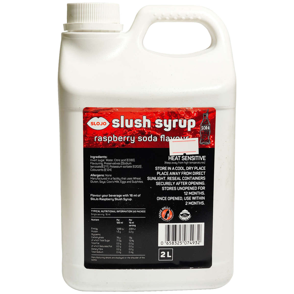 SLOJO SLUSH RASPBERRY SODA FLAVOURED SYRUP 2L