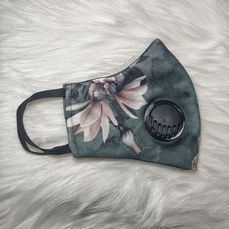 Re-usable Luxe Face Mask with Respirator Valve- Midnight Floral - Small-age-8-14-years-old