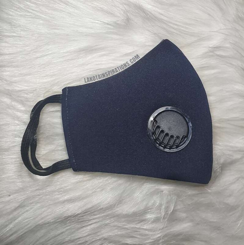 Re-usable Luxe Face Mask with Respirator Valve- Navy - Large-standard-male-size