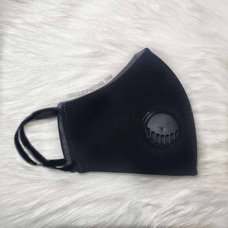 Re-usable Luxe Face Mask with Respirator Valve- Black - Large-standard-male-size