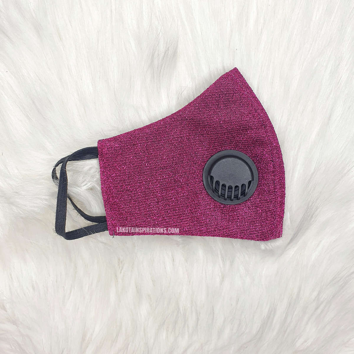 Luxe Face Mask with Respirator Valve- Pink Glitter - Small-age-8-14-years-old