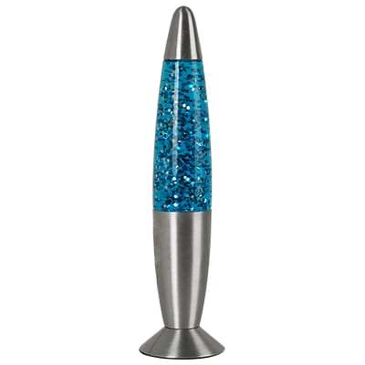 Glitter Lamp Blue Water with Silver Metal Cap & Base | H30BL