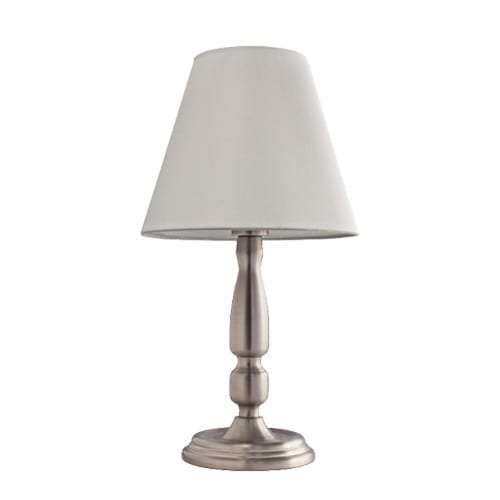 Satin Chrome Base with Cream Fabric Shade | TL149