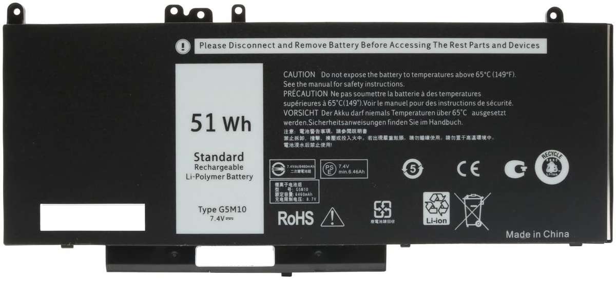 Battery for Dell Latitude,E5450,E5550,E5470,(G5M10,R9XM9,F5WW5) 74V,51Wh