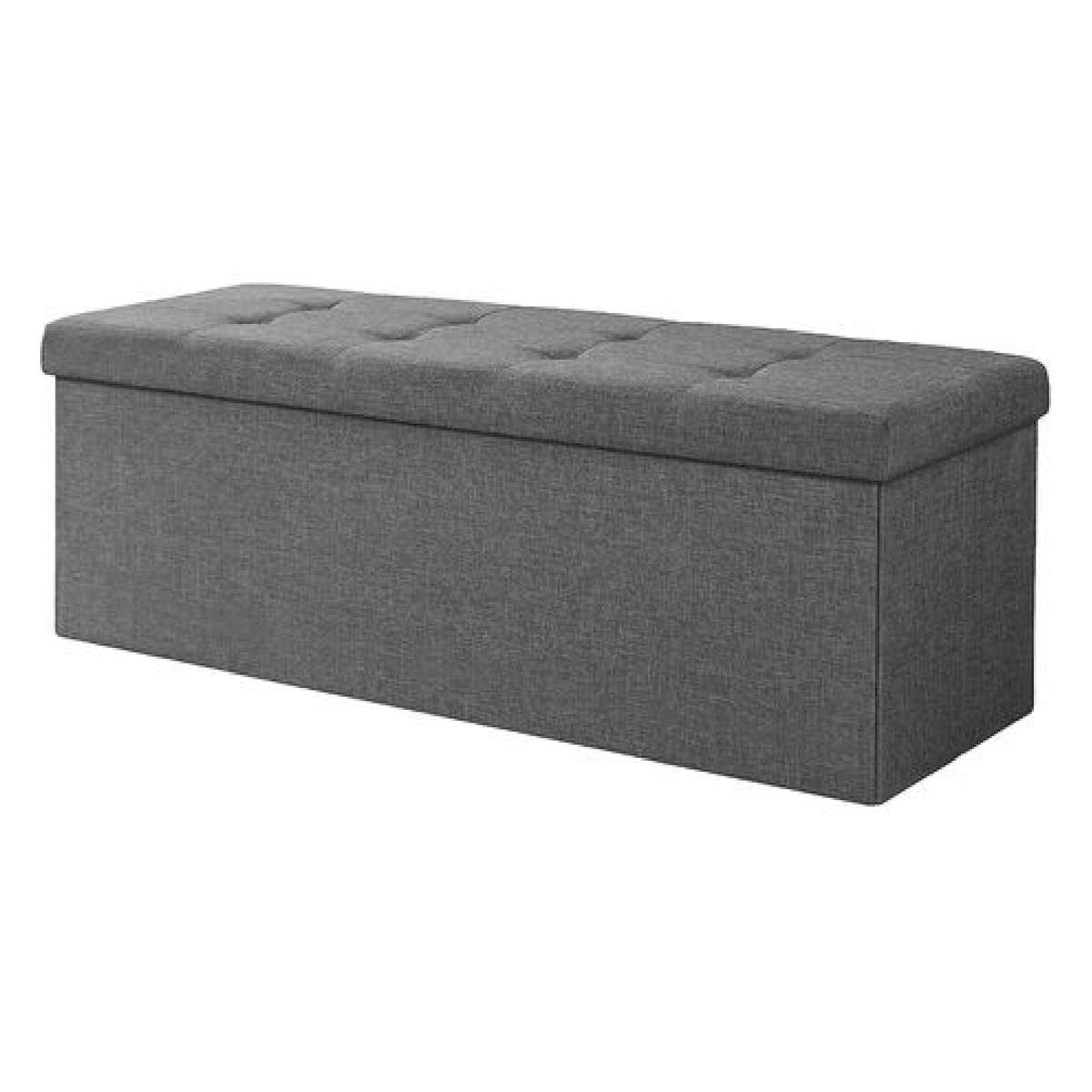 110CM STORAGE OTTOMAN PADDED FOLDABLE BENCH WITH LID