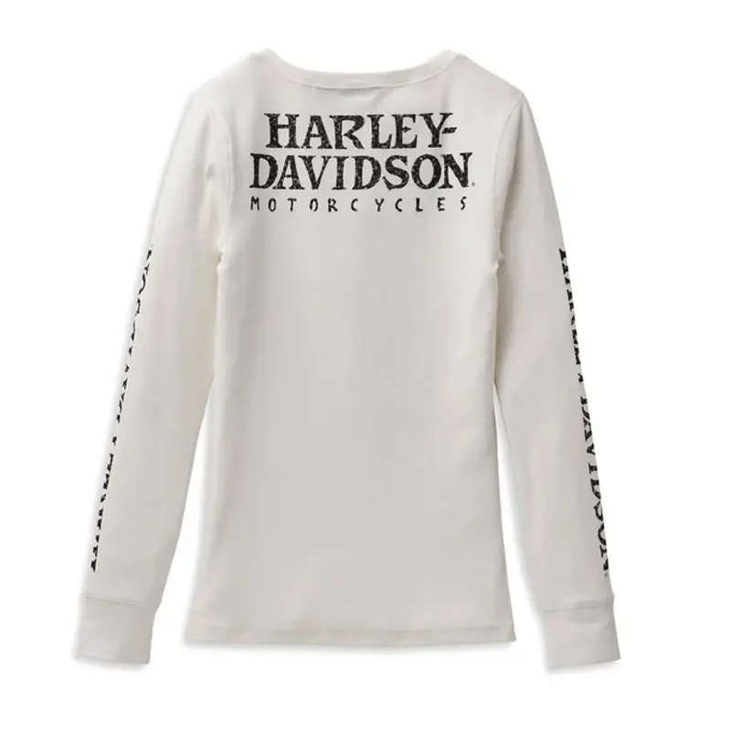 Women's Skull Snap Front Long Sleeve Henley - XL