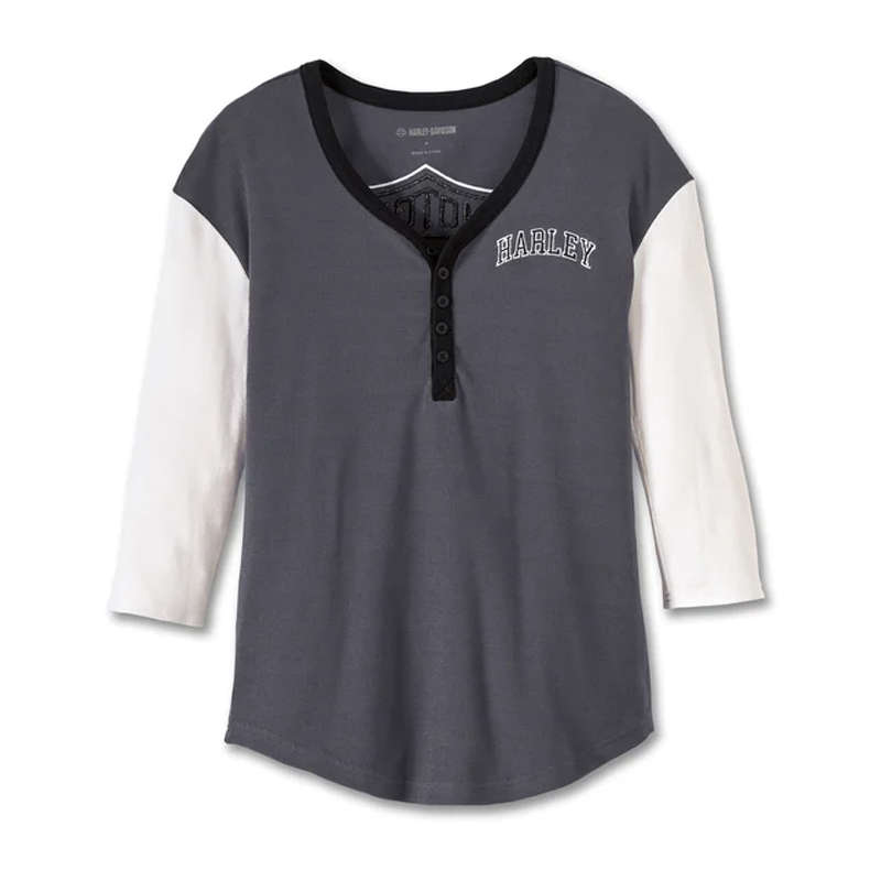 Women's Pride Contrast Henley - Colorblocked - Blackened Pearl - XL XL