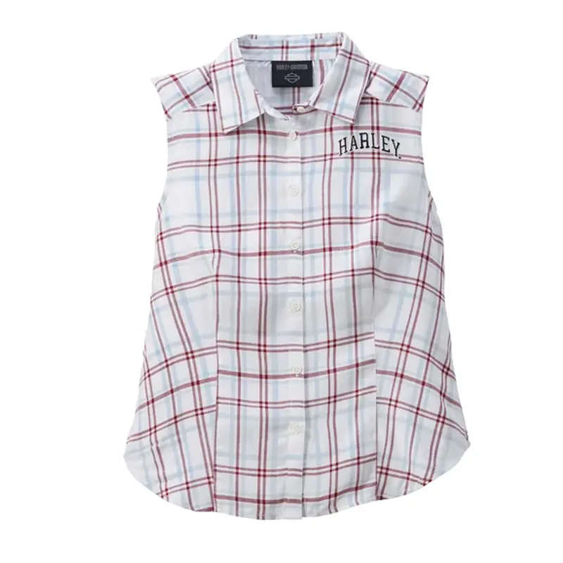 Women's Faith Sleeveless Plaid Shirt - YD Plaid - Bright White - L
