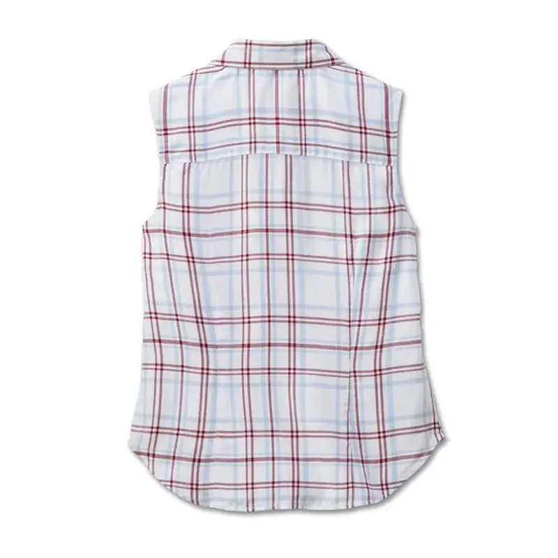 Women's Faith Sleeveless Plaid Shirt - YD Plaid - Bright White - L