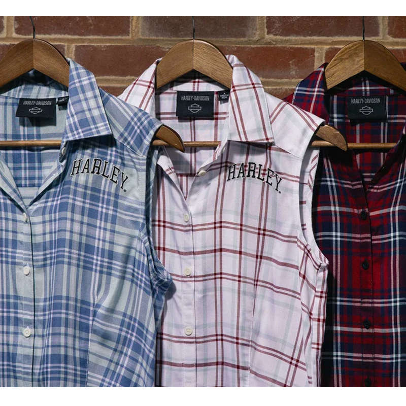 Women's Faith Sleeveless Plaid Shirt - YD Plaid - Bright White - L