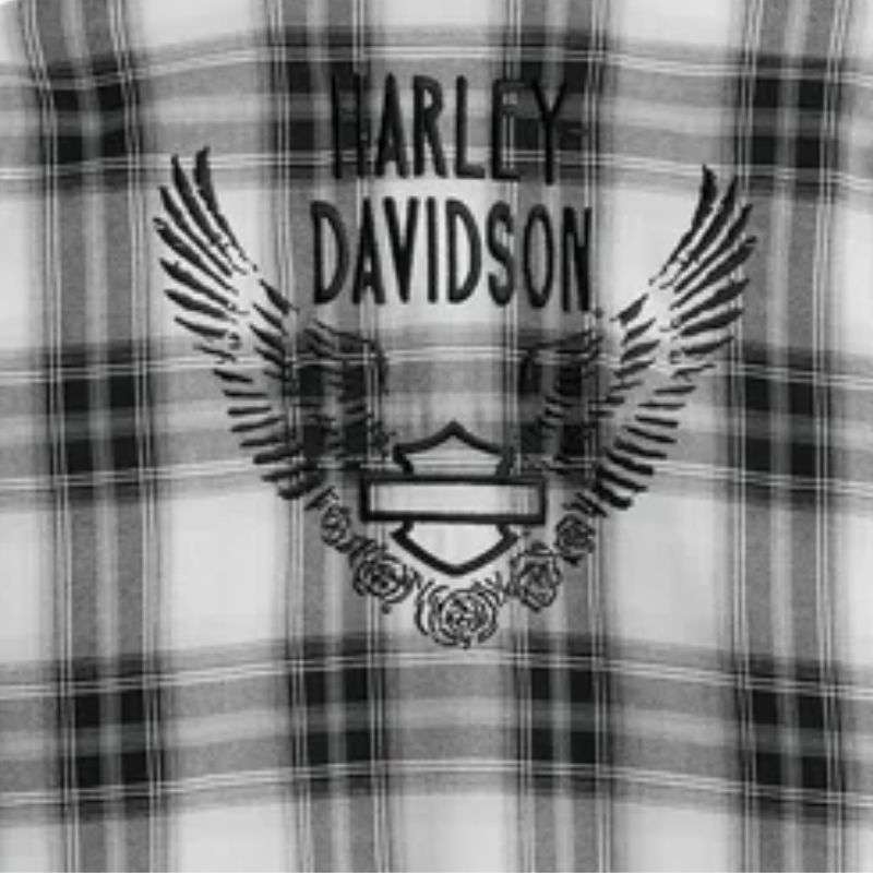 Women's Retro Winged Flannel Shirt - YD Plaid - Black Beauty - L L