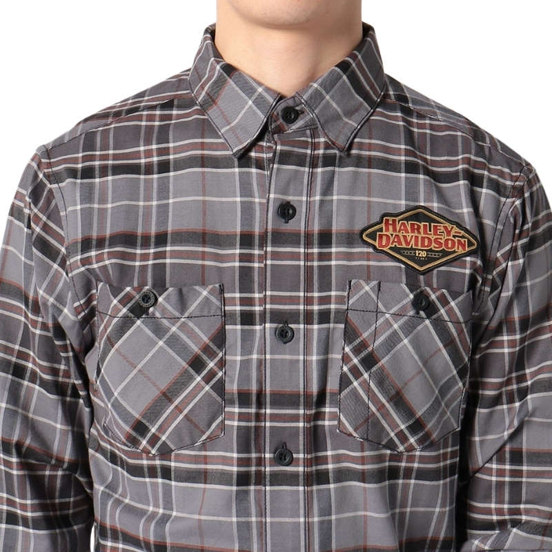 Mens 120th Anniversary Plaid Shirt  Grey Plaid - 2XL