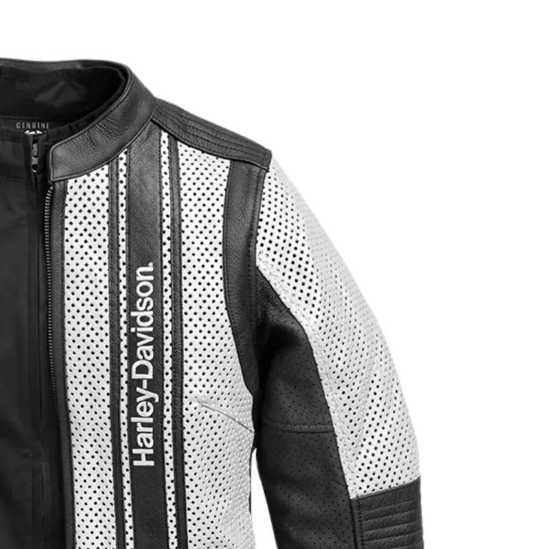 Womens Hideaway Perforated Leather Jacket - M