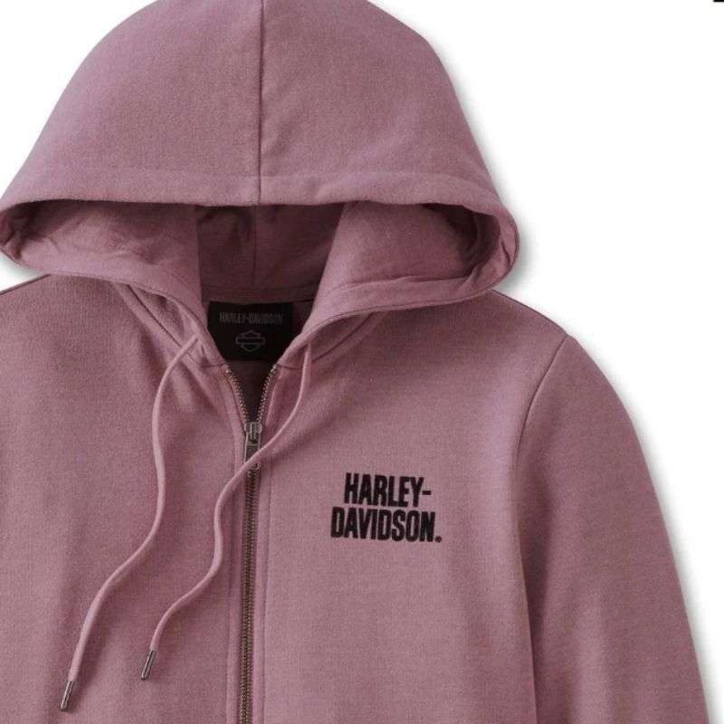 Women's Special Bar and Shield Zip Front Hoodie - Grape Shake Heather - L L