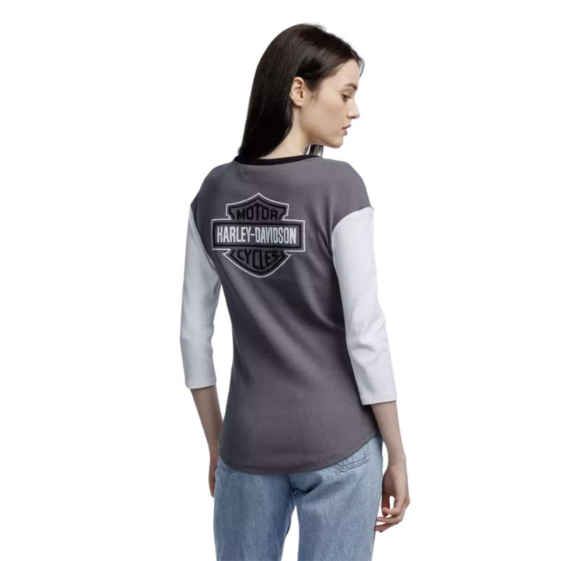 Women's Pride Contrast Henley - Colorblocked - Blackened Pearl - XL XL