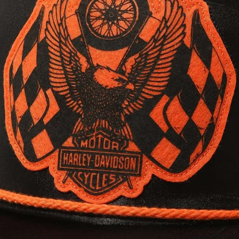 120th Anniversary Men's Racing Flag Eagle Snapback Hat, Black