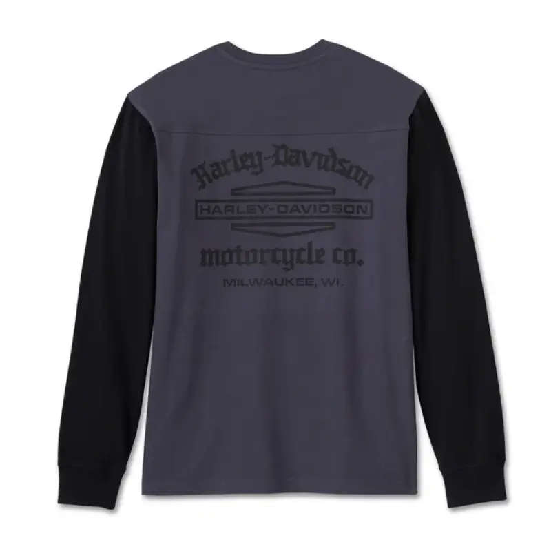 Men's Old English Stacked Bar & Shield Henley - L