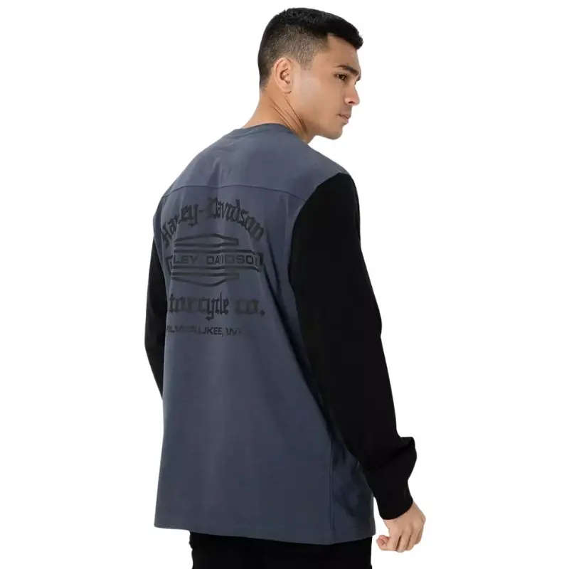 Men's Old English Stacked Bar & Shield Henley - L