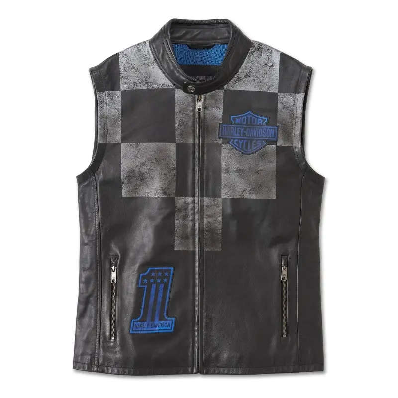 Men's Blue Steel Convertible Leather Jacket - M