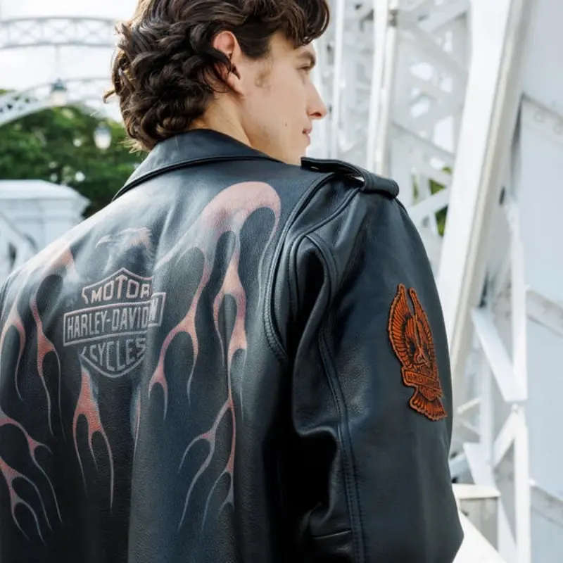 Men's Burning Eagle Leather Jacket - 3XL