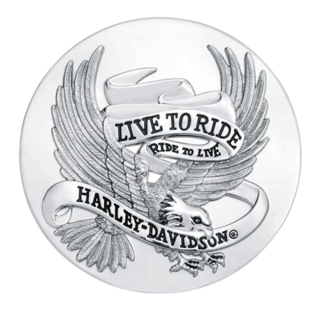 Live To Ride Eagle Chrome Medallion