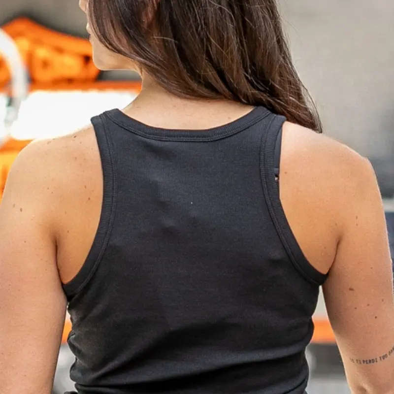 Women's Stacked Bar & Shield Racerback Tank - M