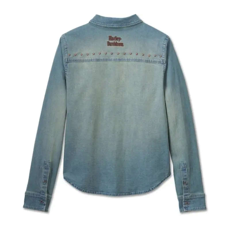 Women's H-D Studded Denim Shirt - XS