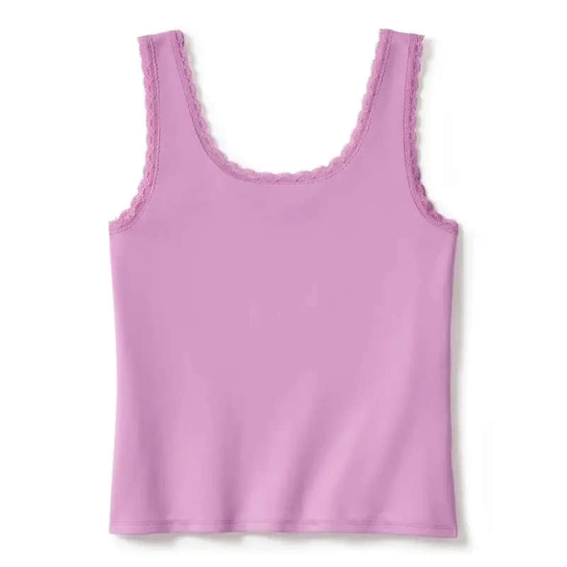 Rose & Thorn Bling Lace Trim Tank - S