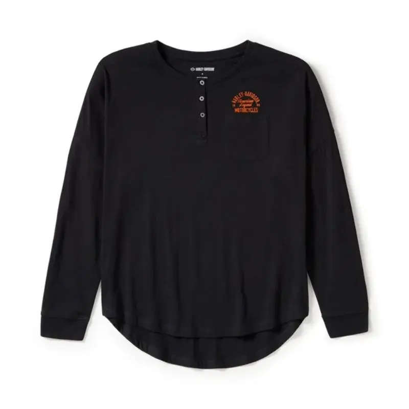 Heritage Long Sleeve Pocket Henley Top - L L