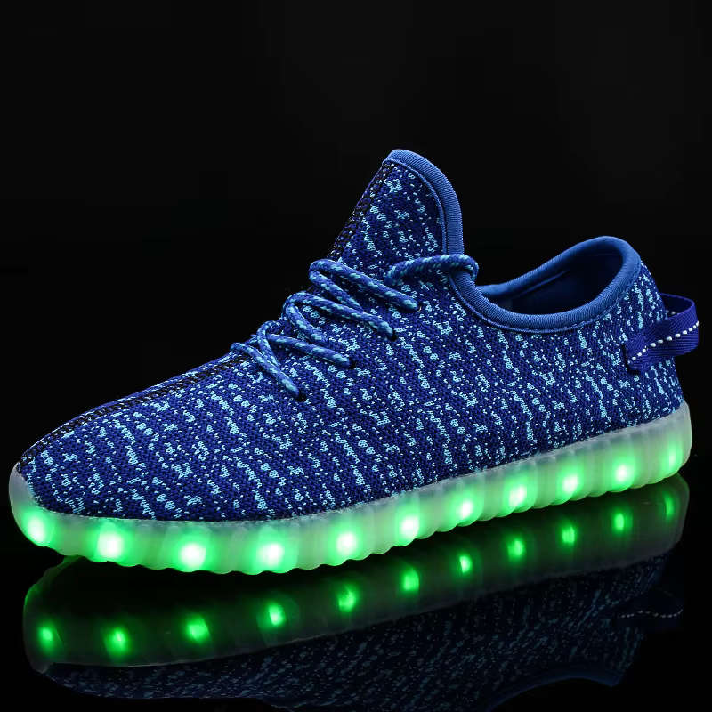 LED Light Up Rechargeable Unisex Fabric Style Urban Casual Sneaker Takkies | Blue |