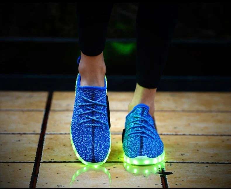 LED Light Up Rechargeable Unisex Fabric Style Urban Casual Sneaker Takkies | Blue |
